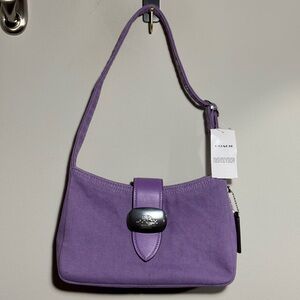 Coach Lavender Canvas Shoulder Bag with Silver Hardware